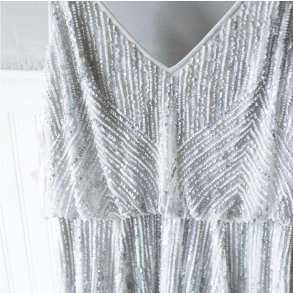 BHLDN Anthropology Fidelia Heavily Beaded Maxi Dress In Grey size 4 NWOT - Picture 2 of 15